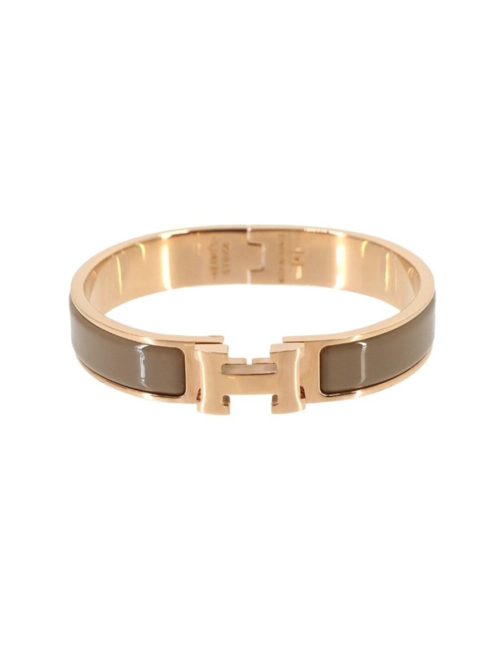 Hermes Clic H GM Bangle Brown Glace Rose Gold Bracelet